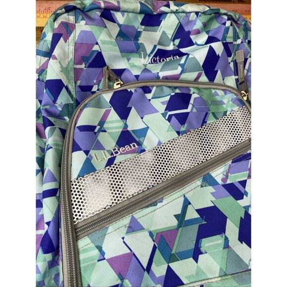 LL Bean Big Kids Fresh Mint Prism Deluxe Bookbag 37L Backpack Monogram VICTORIA - Picture 3 of 11